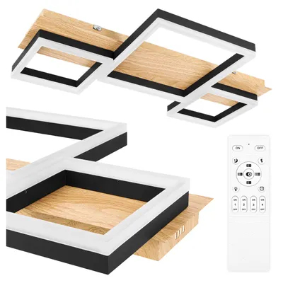Produktbild von MasterLED LED Deckenleuchte Schwarz Holz, 70W 7700lm, CCT Dimmbar, Fernbedienung, 74cm