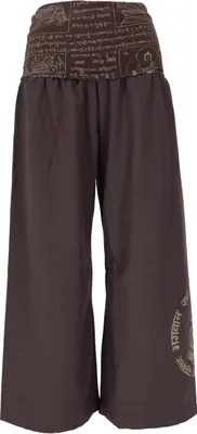 Produktbild von Weite Marlenehose, Buddha Wellnesshose, Yogahose, Boho Hose mit Breitem Bund - Cappuccino, Damen, Braun, Baumwolle, Größe: XL
