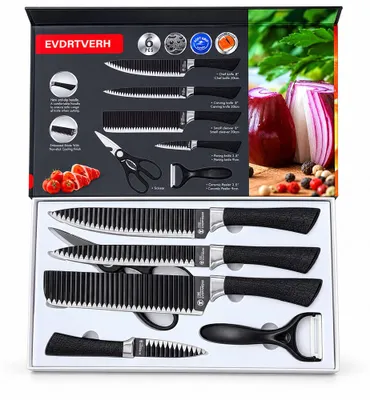 Produktbild von Haus Roland Küchenmesser-Set mit Messerblock, 6-teilig, Schwarz