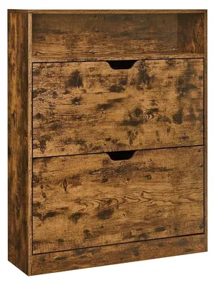 Produktbild von Schuhschrank 2 Klappen, offenes Fach, braun, 24 x 80 x 102 cm