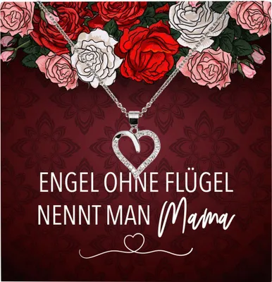 Produktbild von 22Feels Echt Silber Halskette - Mama Geschenk Geburtstag Muttertag Mutter Schmuck Set für Frauen - Herz Anhänger, Karte