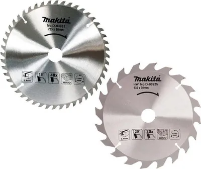 Image de Lot de 2 lames carbure MAKITA D-20068 bois standard Ø 235 mm pour scies circulaires