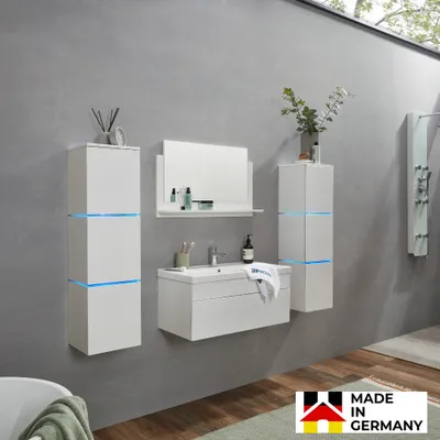Produktbild von HOME DELUXE - Badmöbel-Set - WANGEROOGE BIG Weiß - X-Large - inkl. Waschbecken und komplettem Zubehör - Breite Waschbecken: ca. 80 cm I Badezimmermöbel Waschtisch Badmöbelset
