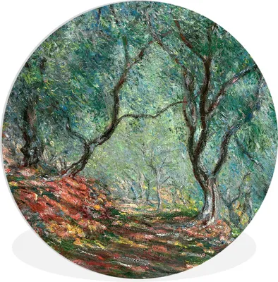Obrázok produktu pre MuchoWow® Plastová stena kruh - Olivovník v Morenovej záhrade - maľba, Claude Monet - 90