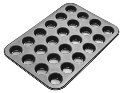 Produktbild von Zenker Mini-Muffinform 24er Backblech (Ø 4,5 cm), für saftige mini Muffins & Cupcakes, Muffinblech, flach & antihaft-beschichtet, Maße: 38,5 x 26,5 x 2 cm