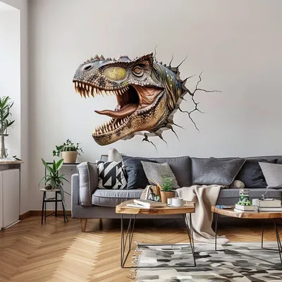 Immagine prodotto di Decords, adesivo da parete – testa realistica di Carnotaurus con effetto 3D, 99 cm
