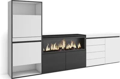 Produktbild von Schuhregal, Schuhschrank, 274x35x145 cm, Für Schlafzimmer, Zimmer, Elektrokamin XXL, Kommode mit Schubladen, Weiß