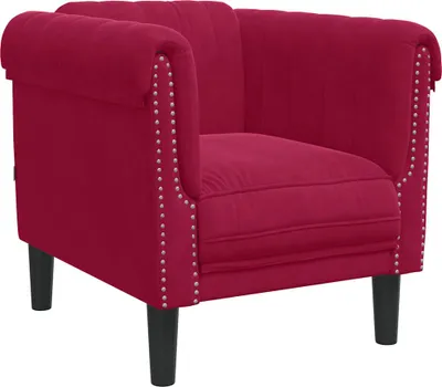 Image de vidaXL Fauteuil rouge vin velours