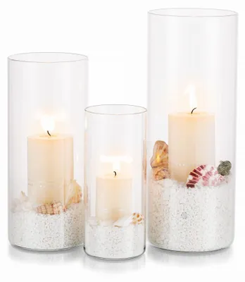 3er-Set Glaszylinder Kerzenhalter, klar, 15-25 cm