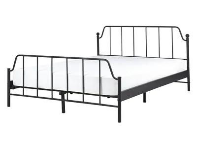 Zdjęcie produktu dla BELIANI Łóżko ze stelażem czarne metalowe 140 x 200 cm nowoczesny design minimalistyczne do sypialni