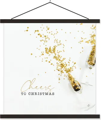 Produktbild von MuchoWow® Textilposter Winter - Weihnachten - Gold 60x60 cm mit schwarzem Rahmen - Posteraufhänger