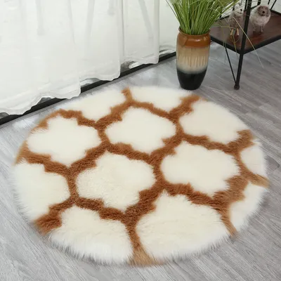 Image de Tapis rond cercle moelleux pour bureau salle à manger chambre enfant balcon extérieur mignon bébé chambreReproduction,39,4 pouces brun