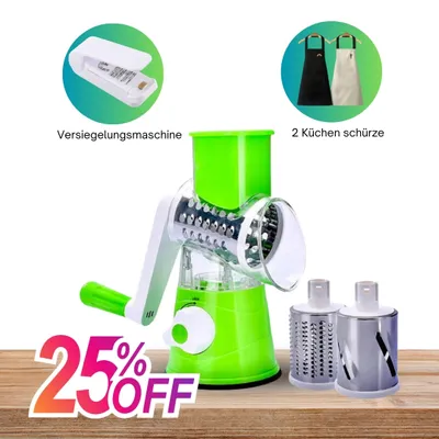 Produktbild von Multifunktions Chopper manuelle rotierende Reibe Gemüse Obst Cutter Küchengeräte + versieglungsmaschine +2 Küchen schürz