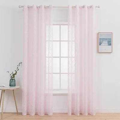 Image de 14 rideaux à bordure florale transparente avec œillets, transparents