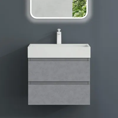 Produktbild von Mai & Mai Badmöbel-Set Waschbeckenunterschrank 60x38x56cm in Silber mit 2-Schubladen inkl. Waschbecken/Ablaufgarnitur Verona