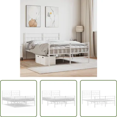 Produktbild von The Living Store Bettgestell mit Kopf- und Fußteil Metall Weiß 140x200 cm