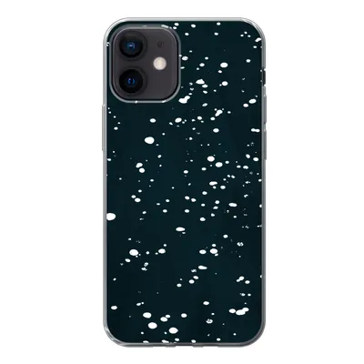 Produktbild von MuchoWow® Handyhülle Schutzhülle Hülle für iPhone 12 Polka dots - Schwarz - Weiß Silikon Softcase Handy Hülle - Schutzhülle