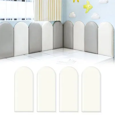 Immagine prodotto di Pannello da parete 3D, rivestimento murale in PU, decorazione per la cameretta dei bambini, set di pannelli da parete, bianco, 20x40 cm, 4 pezzi