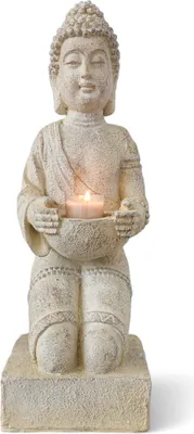 Produktbild von Buddha Statue mit Teelichthalter creme 39cm