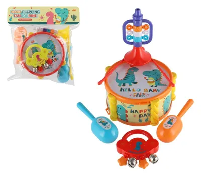 Obrázok produktu pre Hudobné nástroje/sada z plastu, 5 ks, 2 farby, v vrecku 27,5 × 28 cm, od 3 rokov