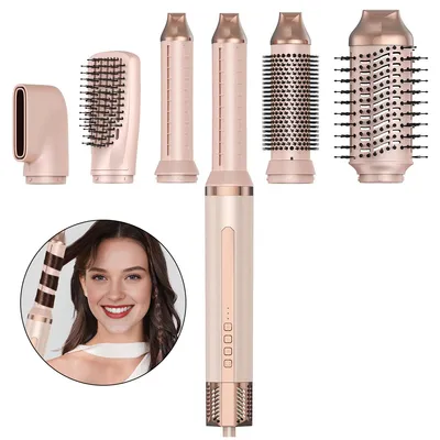 Produktbild von 6-in-1 Airstyler 1300 W, Ionen-Haartrockner mit integriertem Lockenstab, Heißluftbürste & 5 Aufsätzen für Locken, Volumen und glattes Haar