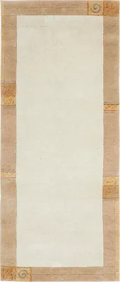 Moderner Wollteppich im Urbana-Stil mit geometrischer Bordüre in beige
