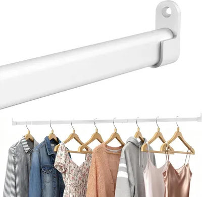 Obrázek produktu pro Teleskopická tyč na oblečení, rozsah 43-131 cm, bílá, pro skříně, průměr 25 mm