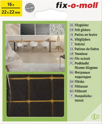 Produktbild von Filzgleiter 22mm x 22mm braun fix-o-moll