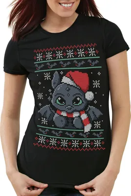 Produktbild von style3 Nordische Weihnachten Ugly Sweater Damen T-Shirt wikinger mittelalter x-mas pulli weihnachtsbaum, Größe:L