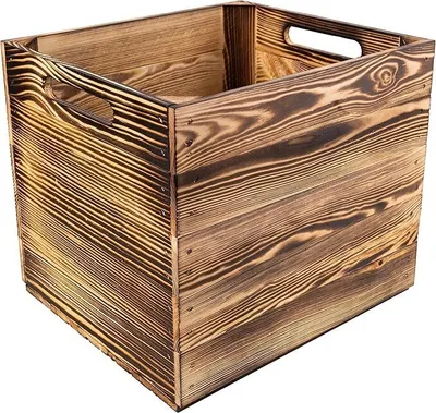 Produktbild von Creative Deco 4 x Holzkiste Vintage | passend für alle Kallax Regale | Regalbox mit Griffen 33 x 37x 33cm | Aufbewahrungsbox Kinder Regalbox