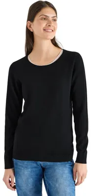 Productafbeelding van Cecil langarmtrui met ribbels, zwart, maat S