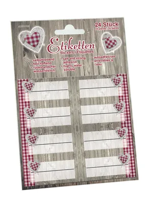 Produktbild von DOSEN-ZENTRALE 24er S.Haftetiketten Holz/Herz 25 Stück Verkaufseinheit 121936 4037839325901