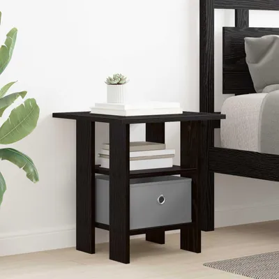 Image de vidaXL Table de chevet noire aspect chêne 41 x 40 x 45 cm en aggloméré
