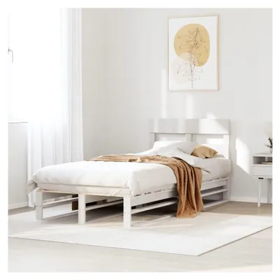 Produktbild von Bettgestell Weiß 90x190 cm Einzelbett Massivholz Kiefer