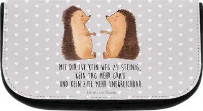 Produktbild von Mr. & Mrs. Panda kosmetiktäschchen Igel Liebe - Grau Pastell - Geschenk, Organizer, Hochzeitstag, Kosmetiktasche, Make-up, Kulturtasche, Verheiratet, Kulturbeutel