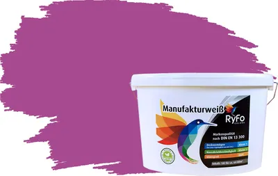 Produktbild von RyFo Colors Bunte Wandfarbe Manufakturweiß Krokusviolett 10l - weitere Violett Farbtöne und Größen erhältlich, Deckkraft Klasse 1, Nassabrieb Klasse 1