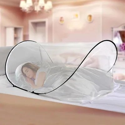 Produktbild von Famanu Mückennetz für Einzelbett - Ideal für Reisen und Camping, Pop-up und Fliegenschutz