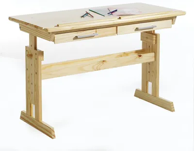 Produktbild von Kinderschreibtisch OLIVIA aus Kiefer in natur, schöner Schülerschreibtisch neigungs- und höhenverstellbar, praktischer Jugendschreibtisch mit Schubladen