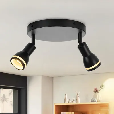 Image de ZMH LED Plafonnier noir Spot de plafond 2 flammes Plafonnier GU10 Pivotant Applique murale pour couloir salon cuisine Lampe de couloir Sans ampoule