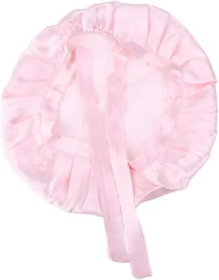 Productafbeelding van Satijnen Slaapmuts - Nachtmuts Haar - Bescherming Haar - Verstelbaar Brede Band - 32 x 30 cm - Roze
