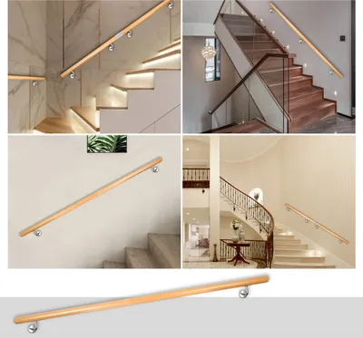 Produktbild von Buche Holz Handlauf Treppengeländer Geländer für Treppe Treppe Wandhandlauf Wand Treppe seitliche Montage Auswahl Länge 50 - 500 cm, Länge:50 cm