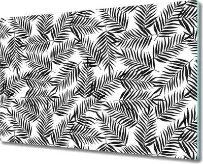 Produktbild von Glas-Herdabdeckplatte Glaskeramikkochfeld-Abdeckung Spritzschutz - 80x52 cm - Schwarze Palmblätter