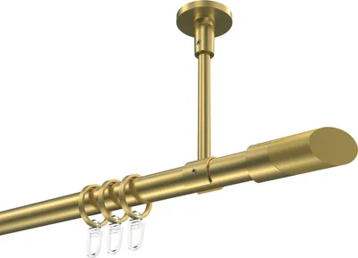 Produktbild von Interdeco Gardinenstange / Vorhangstange Messing-Optik, Typ Sonette Verano (Schräge Bicolor) Deckenmontage, 20 mm Ø 1-läufig, 540 cm