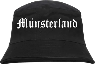 Produktbild von Münsterland Fischerhut - Altdeutsch - bedruckt - Bucket Hat Anglerhut Hut Schwarz L/XL