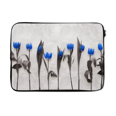 Produktbild von MuchoWow® Laptop Hülle 14 ZollBlumen - Tulpen - Blau Laptoptasche - Laptoptasche - Stoßsicher - Schutzhaube