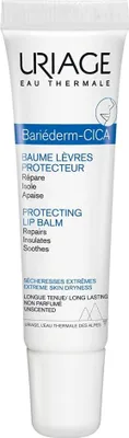 A white tube of URIAGE Bariéderm-CICA Protecting Lip Balm.