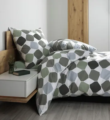 Produktbild von Janine Design Mako-Satin-Bettwäsche-Garnitur J. D. 87106 Farbe grün Größe 240x220+2x80x80