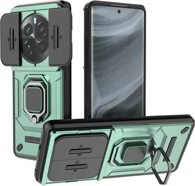 Obrázek produktu pro Pouzdro pro Realme 12 Pro dvouvrstvé pouzdro s posuvnou ochranou kamery a držákem prstenu, stojánek zelené
