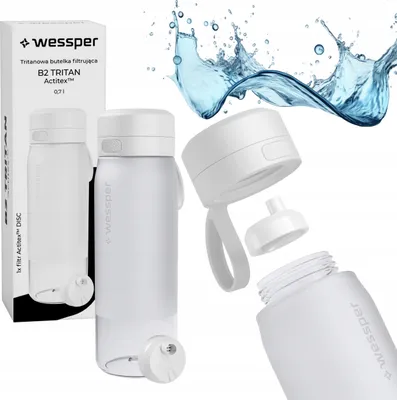 Image de Bouteille d'eau Wessper 700ml, capuchon filtre à eau en silicone sans BPA, blanc