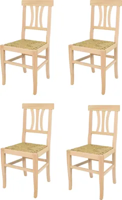 Produktbild von t m c s Tommychairs - 4er Set Stühle ARTEMISIA für Küche und Esszimmer, robuste Struktur aus poliertem Buchenholz, unbehandelt und 100% natürlich, Sitzfläche aus echtem Stroh